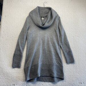 H&M Charcoal Grey Oversized Cowl Neck Sweater Tunic Wom Sz L Cozy Chunky Soft